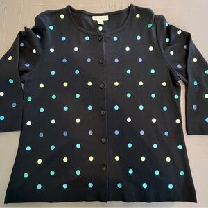 Appleseed's Black Cardigan with multi color Dot Embroidery